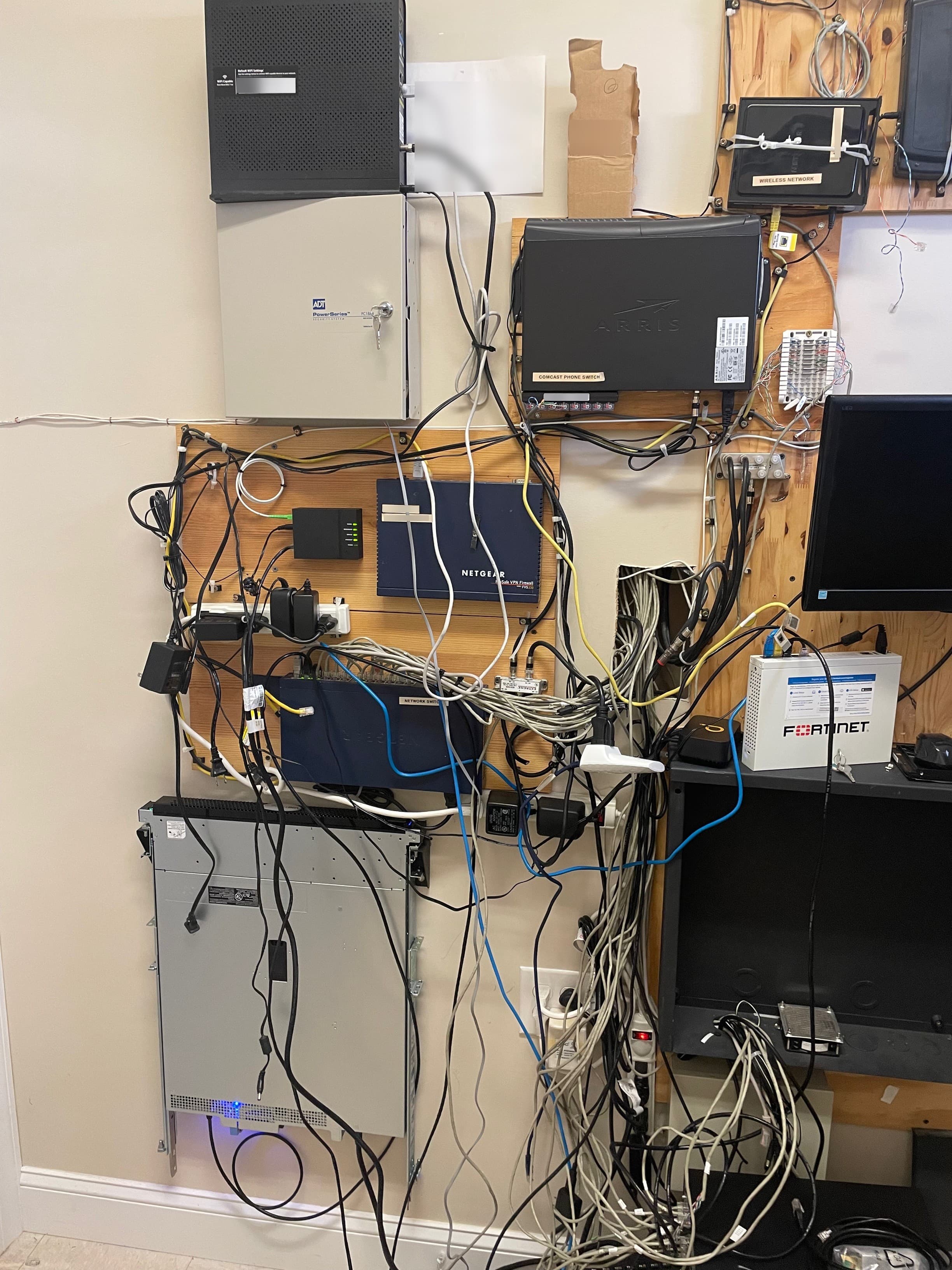 Cables before organization